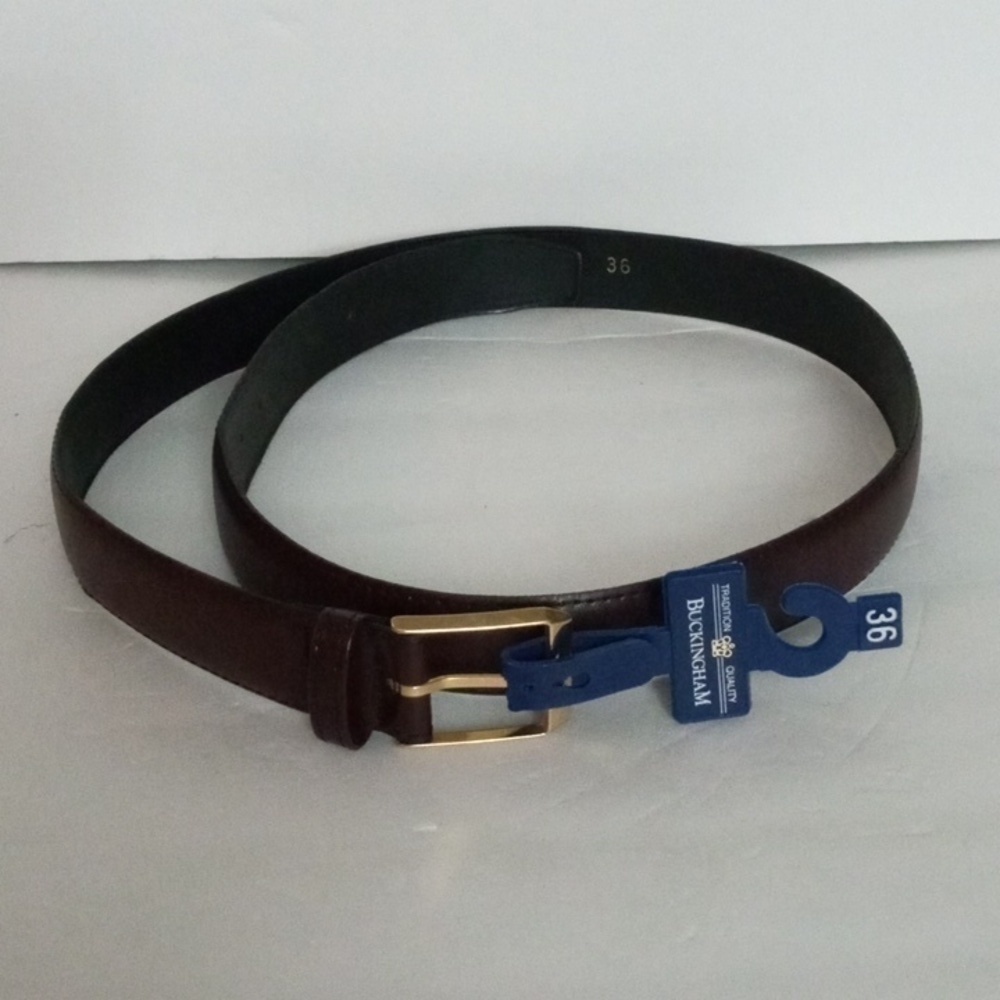 Buckingham Belt  Split Cowhide on Bonded Leather sz 36 Brown NEW
